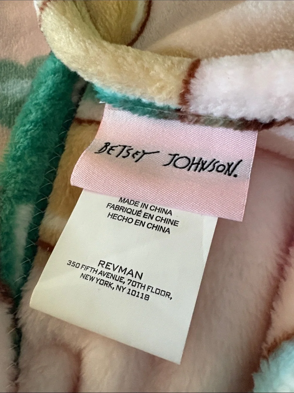 New Betsey Johnson Pink Holiday Plush Throw with Gingerbread & Candy Motifs